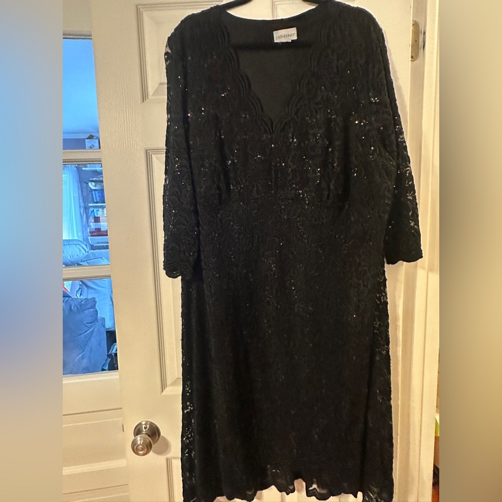 Catherines Black Sequin Lace Dress